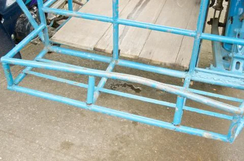 Structure blue sidecar of old motorcycle damage Stock Photos