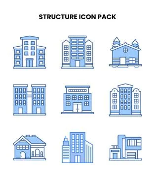 Structure Blue Vector Icons Pack 스톡 일러스트
