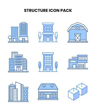 Structure Blue Vector Icons Pack 库存插图