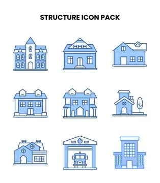 Structure Blue Vector Icons Pack Stock Illustration