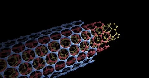 Structure of carbon nanotubes or multi-walled graphene. Black back. 3d render Stock Footage 289308017