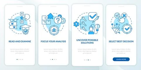 Structure of case study blue onboarding mobile app screen Stock Illustration