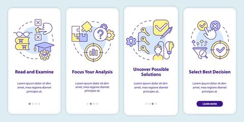 Structure of case study onboarding mobile app screen Stock Illustration