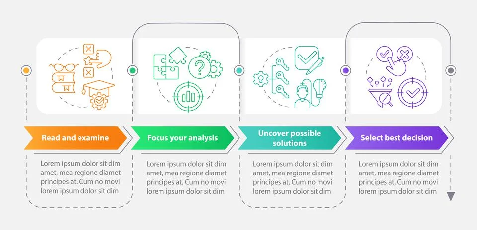 Structure of case study rectangle infographic template Illustrazione stock