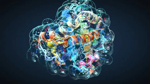 Structure of a chain of amino acids or bio molecules called proteins Stock Footage 254008961