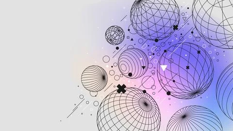 Structure of circles and spheres retrofuturistic abstract gradient background Stock Illustration