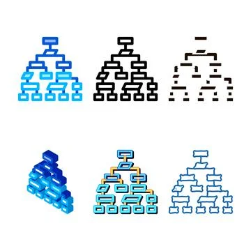 Structure computer system vector thin line icon diversity イラスト素材