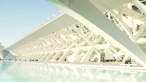 Structure construction bridge over the river in a sunny day at Valencia (7) Video stock 138981360