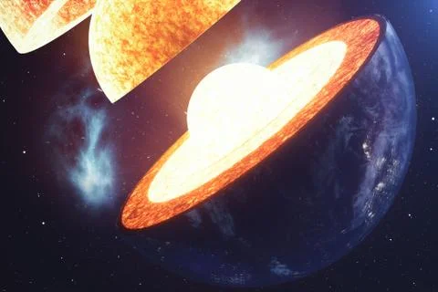 Structure core Earth. Structure layers of the earth. The structure of the earth Stock Illustration