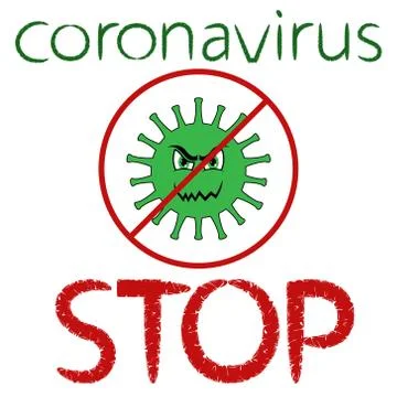 Structure of coronavirus is crossed out in red circle Stock Illustration