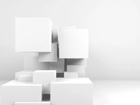 Structure of cubes in empty interior. 3d Stock Illustration
