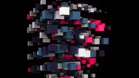 Structure of cubes rotates down. Animati... | Stock Video | Pond5