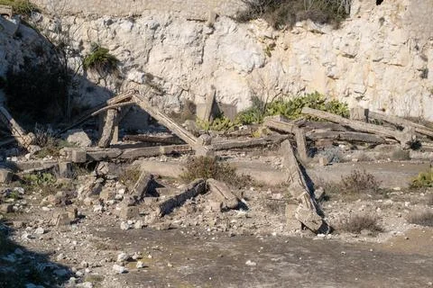 Structure of a demolished building Stock Photos