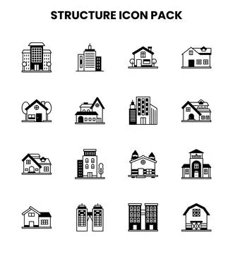 Structure DuoTone Collection Icons Pack Stock Illustration