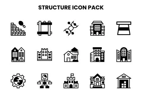 Structure DuoTone Collection Icons Pack Stock Illustration