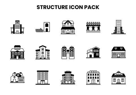 Structure DuoTone Vector Icons Pack Stock Illustration