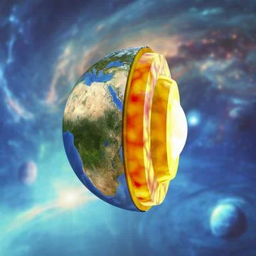 Structure of the Earth, 3D illustration Illustrazione stock