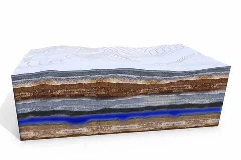 The structure of the earth crust in the section. Minerals Stock Photos
