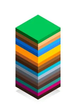 The structure of the earth in isometric style. Cartoon scheme. Isolated on white Stock Illustration
