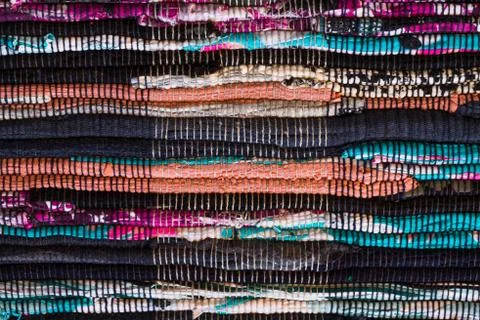 Structure of fabric. Bright colored strips on diagonal. Foto stock