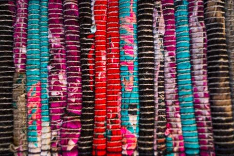 Structure of fabric. Bright colored strips on diagonal. Foto stock