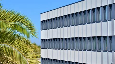The structure features a glass and concrete walls Stock Photos