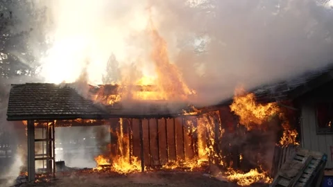 Structure Fire Building Stock Footage 261483604