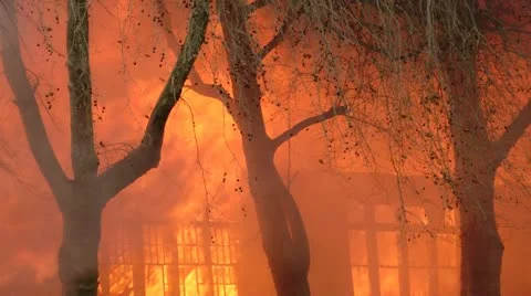 Structure Fire consumes a building, orange flames 스톡 동영상 12547602