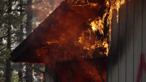Structure Fire Eaves Burning Stock Footage 261483622