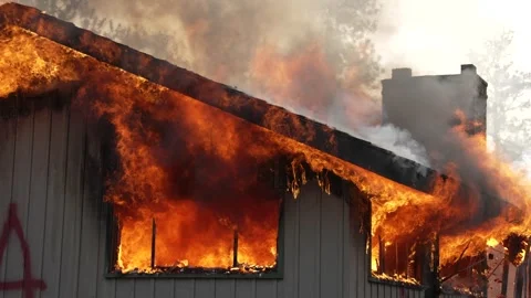 Structure Fire Stock Footage 261467076