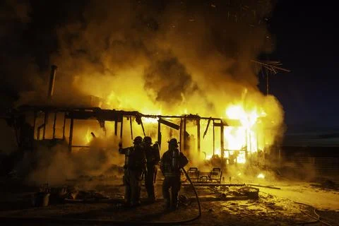 Structure Fire northeastern Nevada Stock Photos