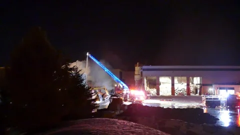 Structure fire in recycling fire Stock-Footage 103625395