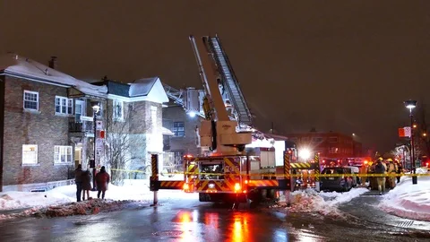 Structure fire scene Stock Footage 105211944