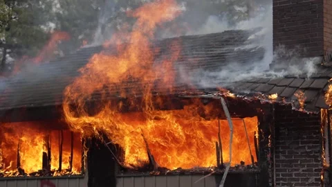 Structure Fire Window 2 Stock Footage 261467051