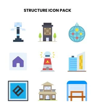 Structure Flat Bundle Icons Pack Stock Illustration