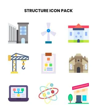 Structure Flat Bundle Icons Pack Stock Illustration