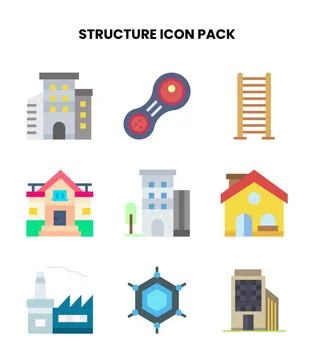 Structure Flat Collection Icons Pack 스톡 일러스트
