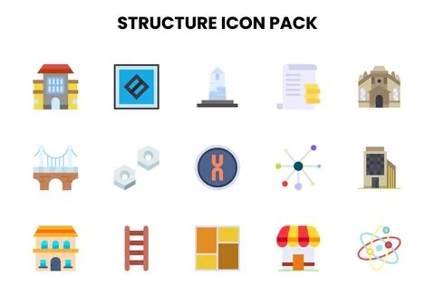 Structure Flat Design Icons Pack Stock Illustration