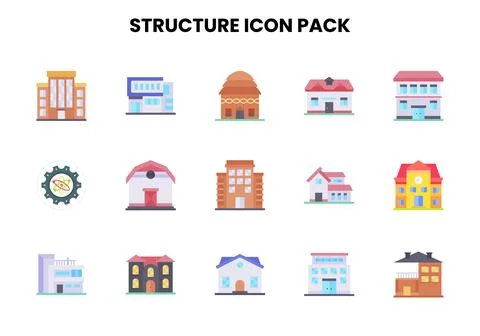 Structure Flat Design Icons Pack Illustrazione stock