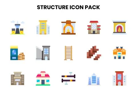 Structure Flat Icons Pack Stock Illustration