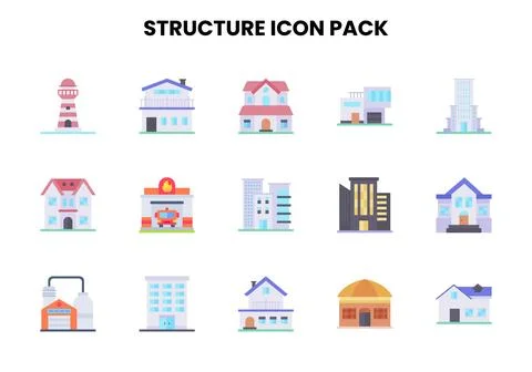 Structure Flat Scalable Icons Pack Illustrazione stock
