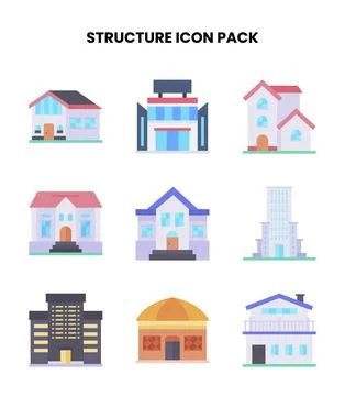 Structure Flat Scalable Icons Pack Stock Illustration