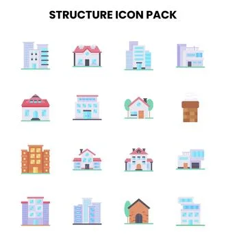 Structure Flat UI Icons Pack Illustrazione stock