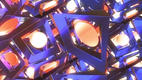 Structure of Floating Multicolored Circles and Rectangular Shapes. Video stock 296475492