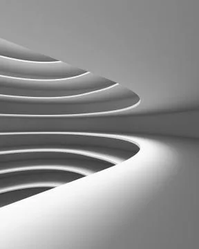 Structure of futuristic empty curve room. Interior design on white background イラスト素材
