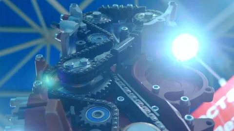 The structure of the gas distribution mechanism of internal combustion engine Stock Footage 111346979
