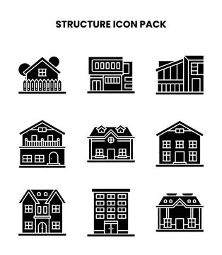 Structure Glyph Design Icons Pack Ilustración de archivo