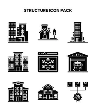 Structure Glyph Icons Pack Illustrazione stock