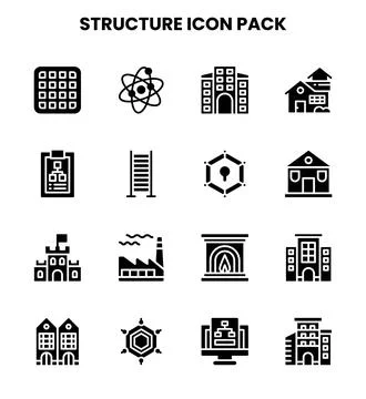 Structure Glyph Icons Pack Stock Illustration