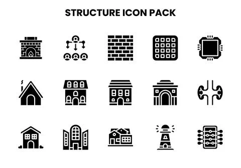 Structure Glyph Icons Pack Stock Illustration